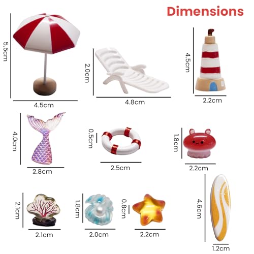 Mini Island Scene Figurines Set, Beach-Themed Mini Decor for Diorama, Miniature Display, Aquarium and Terrarium Accessories