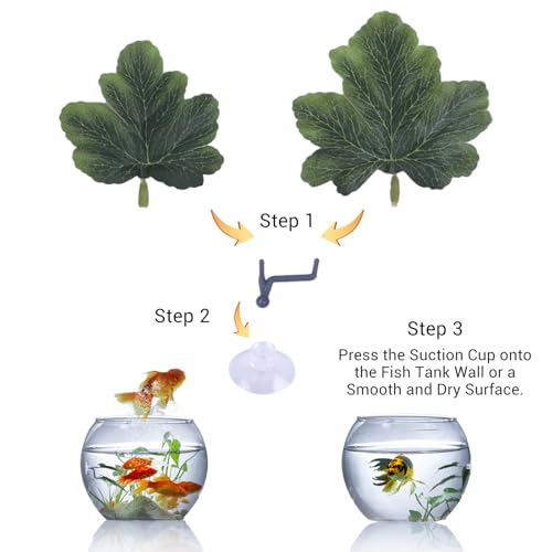 Betta Fish Hammock - Dual Leaf Design with Strong Suction Cups, Non-Toxic Durable Material for Spawning & Resting, Natural Aquarium Decor for Beta Fish Tanks (Green, 3) - color: Green, size: 3