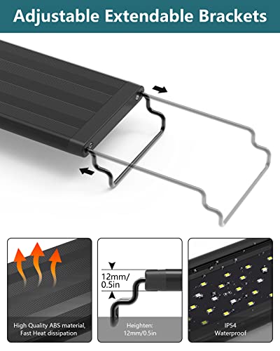 SEAOURA Led Aquarium Light for Plants-Full Spectrum Fish Tank Light with Timer Auto On/Off, 18-24 Inch, Adjustable Brightness, White Blue Red Green Pink LEDs with Extendable Brackets for Freshwater - size: for 18-24 inch tank