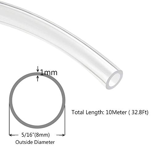 Beduan Pneumatic Nylon Tube 5/16"od SAEJ844 Air Line Nylon Hose Tubing for Air Brake System or Fluid Transfer（32.8ft 10 Meter） - color: Clear, size: 5/16"OD 32.8FT