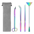 Catcan 4 in 1 Quarium Aquascape Tools Kits, Anti-Rust Stainless Steel Aquatic Plant Aquascaping Tweezers, Scissors, Spatula for Aquarium Tank Cleaning Fish Tank Aquascape Tools Sets - color: Multicolor