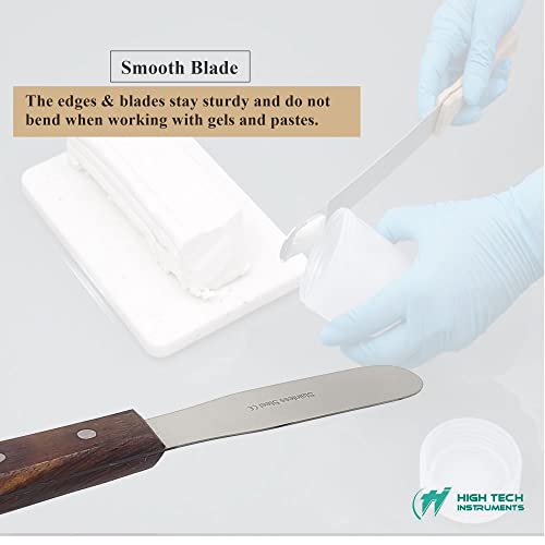 Stainless Steel Lab Spatula Plaster Alginate Mixing Laboratory Tool Modeling Carvers with Wooden Handle, Polished Blades & Brass Rivets for Multipurpose Lab Use (4 Inch Blade)