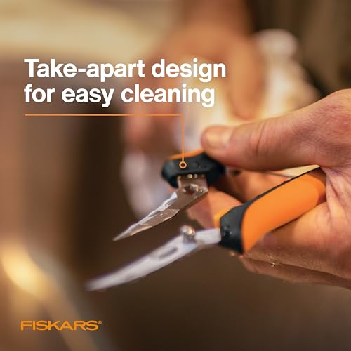 Fiskars Curved Micro-Tip Pruning Snips - 6" Garden Shears with Sheath and SoftGrip Handle - Yard and Garden Tools - Orange/Black - style: Pruning Snips (Curved)