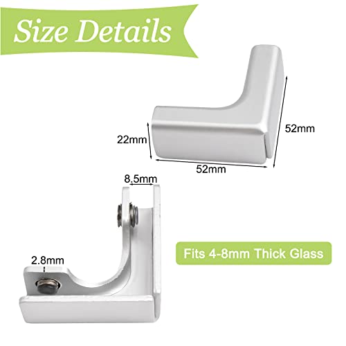 4Pcs Aluminum Alloy Glass Clamp 2 Way Glass Connectors Rimless Clip Holder for Fixing or DIY Fish Tank, Wind Guard, Display Cabinet, for 4-8mm Thickness - color: Aluminum Alloy,for 4-8mm, size: 4 Pieces