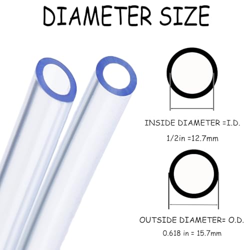 100 Feet PVC- 1/2" ID Clear Vinyl Tubing Food Grade Multipurpose Tube for Beer Line, Kegerator, Wine Making, Aquaponics, Air Hose - size: 1/2" ID, style: 100 Feet