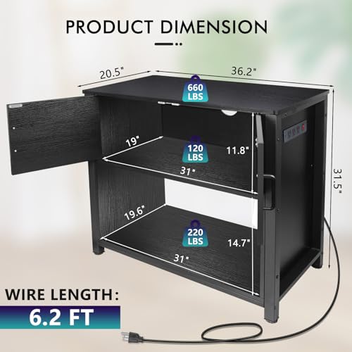BEURUKU 40 Gallon Tank Stand with Cabinet and Power Outlets, Heavy Duty Metal Aquarium Stand for 40-50 Gallon Breeder Tank, Turtle Tank, Double Terrarium Stand, 660LBS Capacity, Black - color: Black, size: 40-50 Gallon