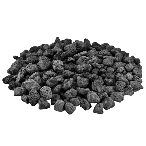 Mr. Fireglass Natural Lava Rock, 0.8"-1.2" Medium Volcanic Lava Rock for Indoor & Outdoor Fire Pits, Fireplaces, Fire Bowls & Fire Table, Decorative Garden Landscaping, Potted Plants -10 Pounds, Black - color: Black, size: 0.8"-1.2"