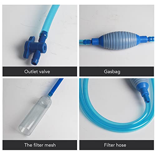 Aquarium Water Changer, Manual Multifunction Siphon Gravel Vacuum Cleaner with Flow Control Valve and Securing Clip, for Medium and Large Fish Tanks, 2.4m Flexible Rubber Hose