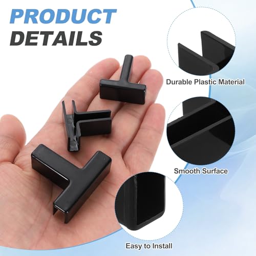 uxcell 24Pcs Plastic Glass Connector, Suitable for 8mm Thick t Shaped Glass to Glass Clamp, Fixing Bracket Rimless Clip Holder for Aquarium Fish Tank Display Shelves, Black - color: Black, size: 8mm