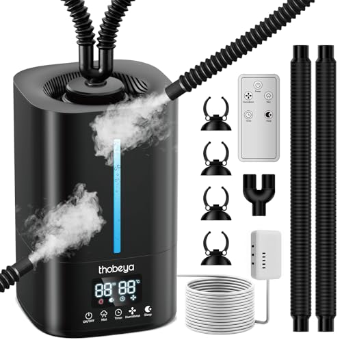 1.32 Gal / 5L Reptile Fogger Humidifier, with Remote & Timer, with Precise Humidity Control, Terrarium Humidifier Suitable for indoor Plants, Grow Tent, Greenhouse, Reptiles & Amphibians (Dual Hose)