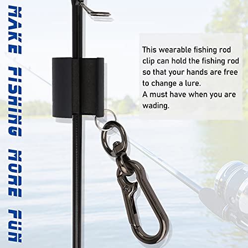 Creek Rod Clips Wearable Fishing Rod Holder Clip Fly Fishing Pole Accessories 1PCS & 2PCS - color: Cylindrical-Black-1PCS