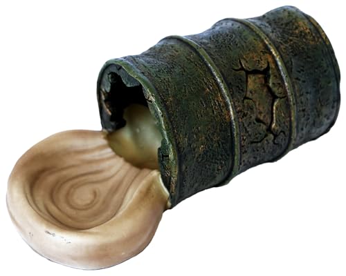 Resin Cave Habitat Hidden for Reptile and Amphibians.Terrarium Decor, Retro Bucket Design,Reptile Hide Cave with Dish,Perfect for Bearded Dragons,Lizards,Snakes,Turtles,Geckos,Tortoises,Small Animals - color: Bronze Color