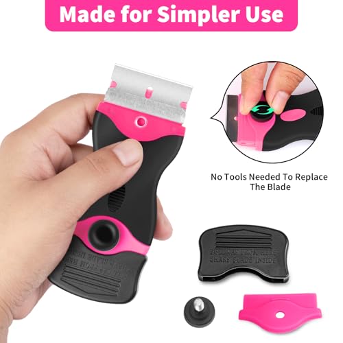 Razor Blade Scraper Tool Kit - 2Pack Razor Scrapers & 40Pcs Extra Blades, Plastic Paint Scraper Tool, Razor Scraper Tool for Glass Top Stove, Scrappers for Cleaning Window, Cooktop, Oven, Floor - size: 2Pack+40Pcs