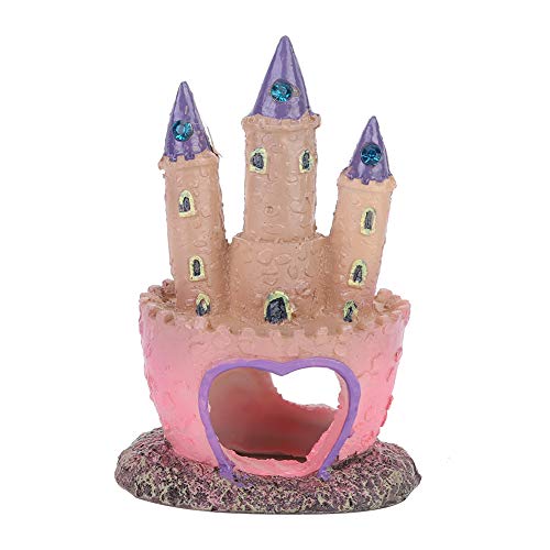 AYNEFY Aquarium Castle Decorations,Resin Cartoon Castle Shape Fish Cave Hideouts Ornaments Aquarium Landscape Decoration for Freshwater and Saltwater Fish