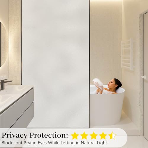 Niviy Frosted Glass Window Privacy Film Decorative, 78.7 x 23.6 Inch Static Cling Bathroom Window Frosting Film Day and Night Privacy Frosted Windows Cling Home Glass Door Cover - color: Pure, size: 23.6"x 78.7"