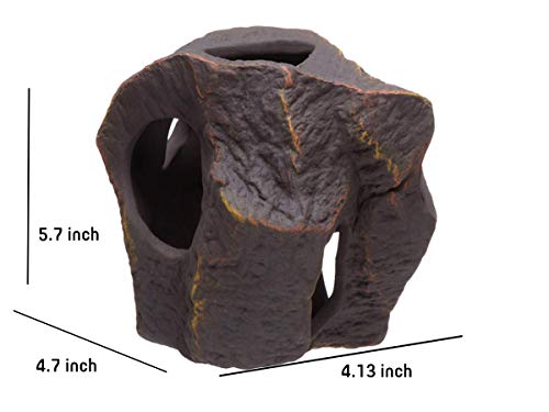 Aquarium Ceramic Decorations Cave Betta Stone Decor - Aquarium Fish Tank Hideway Decor for breeding Cichlids Plecos Betta Toys Hideout (Boulder)