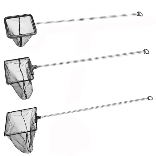 Lpraer Aquarium Fish Net with Extendable Stainless Steel Long Handle Fine Mesh Net for Fish Tank - size: SML 3PACK