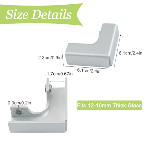 Glass Connector, 4Pcs Aluminum Alloy Glass Clamp 2 Way Glass Connectors Rimless Clip Holder for Fixing DIY Fish Tank, Glass Display Cabinet, for 12-16mm Thickness - color: Aluminum Alloy,for 12-16mm, size: 4 Pieces