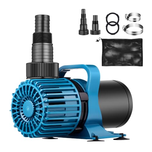 TONGCHANT Pond Pump for Fish Pond Fountain & Waterfall, 3000 GPH 18FT Lift | 150W submersible water pump, ultra quiet motor, 180° rotatable outlet, filter bag, 20FT cord, UL listed - size: 3000GPH-150W