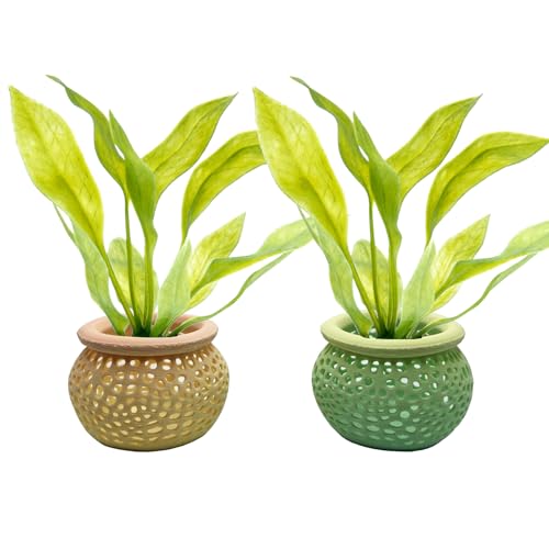 Aquarium Plant Pot Holders, Aquatic Plant Holder, Securely Hold Aquatic Plants, Promoting Healthy Root Growth, Fish Tank Aesthetic (Gradient Rainbow) - color: Gradient Rainbow