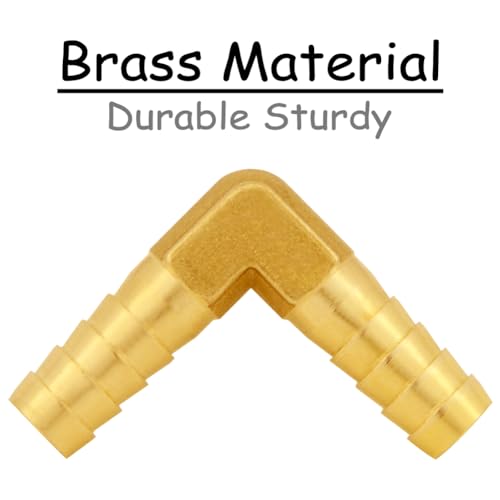 Uenede 6PCS Solid Brass 3/8"OD Barb Elbow Fittings 2-Way 90 Degree L Right Angle Barbed Fitting for Water/Oil/Gas - size: 3/8" Barb, style: Elbow (2 Way)