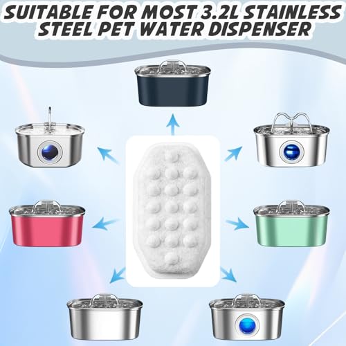 Lewtemi 40 Pack Cat Water Fountain Filter Pre-filter Sponges Set for Stainless Steel 3.2l/108oz 20 Pet Fountain Replacement Filters 20 Pre-filter Sponges for Cat Dog Water Fountains Filter Replacement