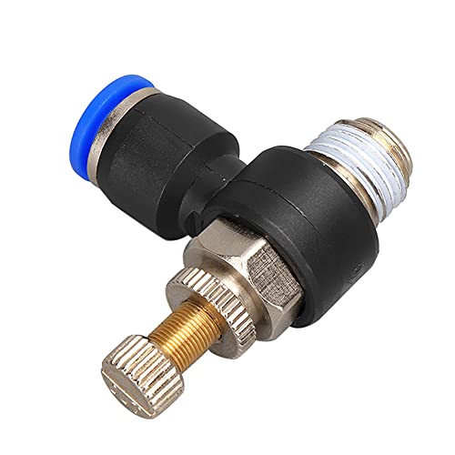 Pneumatic Push to Connect Air Flow Control Valve, 10mm Tube OD x 1/8" Male BSP Thread, Elbow 90 Degree Switch Valve Adapter Fitting (Pack of 5) - color: Pack of 5, size: 0.39" OD x 1/8" Thread