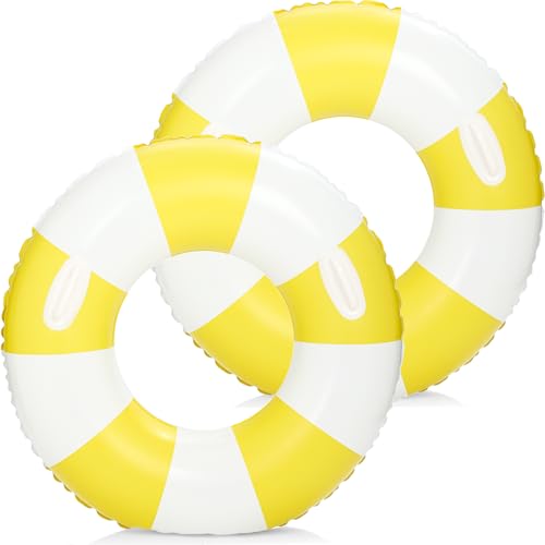 2 PCS Inflatable Pool Floats for Swimming Pool Party Lake Beach Adults - Floaties Pool Tubes Swim Rings Tubes Floaties for Beach Pool Party Decorations - color: Yellow, size: 33"