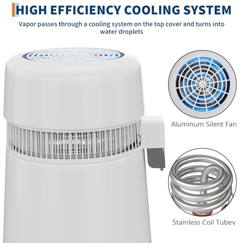 4L Countertop Water Distiller, 110V 750W Distilled Water Maker Machine, Stainless Steel Housing, Plastic Container, for Home Office Lab Aquarium, White - color: White, size: 4l Plastic Pitcher