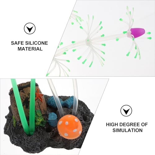 Cabilock Lifelike Simulated Water Grass Aquarium Decor, Green Fluorescent Silicone Aquatic Plant for Fish Tank Landscape, Vivid Underwater Artificial Plant Accessory