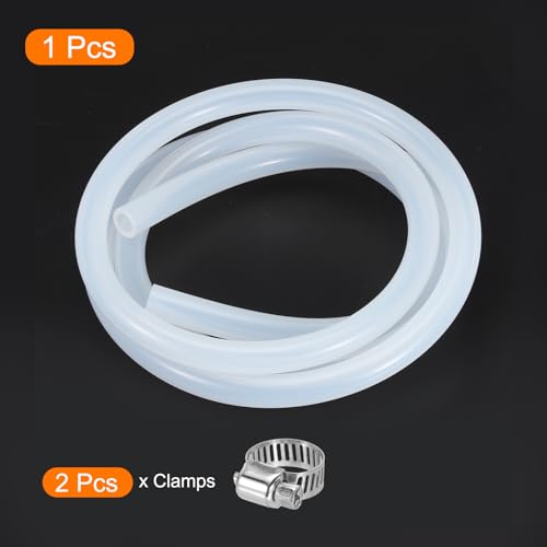 MECCANIXITY 3.3ft Clear Silicone Rubber Tubing 3/8" ID 5/8" OD Plastic Tube Flexible Air Hose for Brewing, Wine Making, Pump Siphon, 10mm x 16mm, with 2pcs Clamps - color: Clear, size: 3/8" x 5/8"