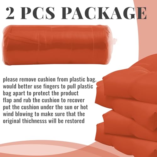 Geelin 2 Pcs Outdoor Patio Chair Cushion Thick High Back Adirondack Chair Cushion Tufted Weather & Fade Resistant Anti-Slip Outside Rocking Chairs Pads with Ties, 44 x 19 x 4 Inch (Orange) - color: Orange