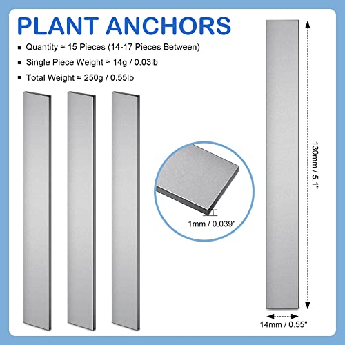 15 Pcs Aquarium Plant Over Weight Anchor 5 Inch Can Cut Metal Strips 250g Plant Weights Anchors for Fish Tank Reinforced Weight Prevents Floating