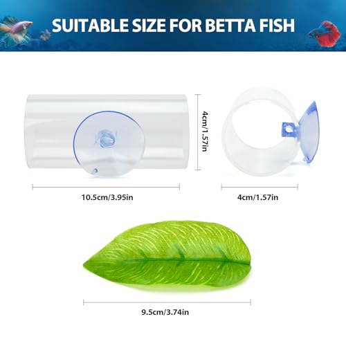 CousDUoBe 1 Pack Betta Fish Acrylic Tube Tunnel,Betta Fish Leaf Pad Simulating The Natural Habitat for Betta Spawning Grounds Breeding Resting Bed，Betta Toys Shelter Hideaway（Long Style） - style: 1 Pack（Long style）