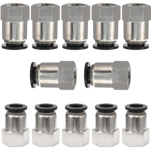 3/8 Air hose fittings, Push to Connect Air fittings Female Straight 3/8 Inch Tube OD x 1/4 NPT Thread Fitting (Pack of 10) - size: OD 3/8 - NPT 1/4, style: Female thread