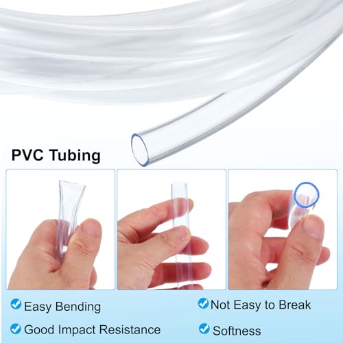 PATIKIL PVC Tubing 1/2" ID x 5/9" OD (12 mm x 14 mm) 10 Ft / 3 Meter, Flexible Clear Vinyl Tubing Water Hose Tube for Reverse Osmosis Systems Water Filters, Clear - size: 1/2" x 5/9" x 10 Ft