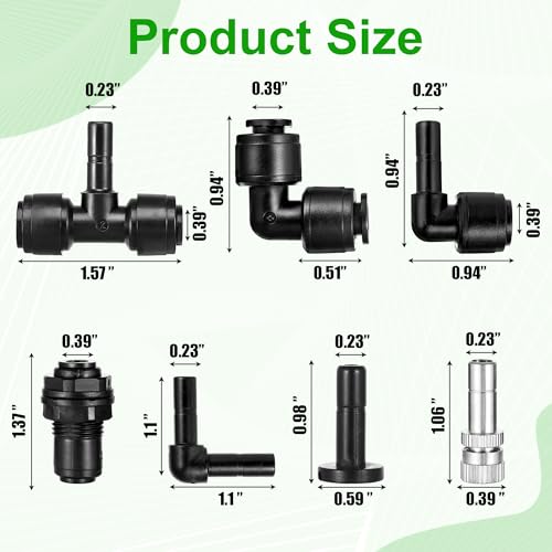 14 Pack 1/4" Single-Head Reptile Mister System Reptile Mister Nozzle Kit,360 Degree Adjustable 1/4 Misting Nozzle Parts Quick Connect Fittings for Aquarium,Vivarium,Plants, Amphibians - size: Single-Head*2