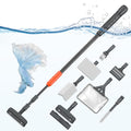 Pawfly Aquarium Cleaning Tools, 7 in 1 Fish Tank Cleaning Kit, Algae Scraper, Sponge Scrubber Pad, Brush, Gravel Rake & Fish Net with Adjustable Long Handle, Tank Cleaner Set