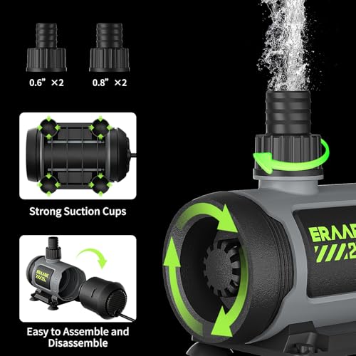 ERAARK 650GPH Submersible Water Pump 25W Ultra Quiet Small Fountain Pump with control box can control the water flow and adjust the flow rate for Aquariums, Fish Tank, Pond, Hydroponics (Black)
