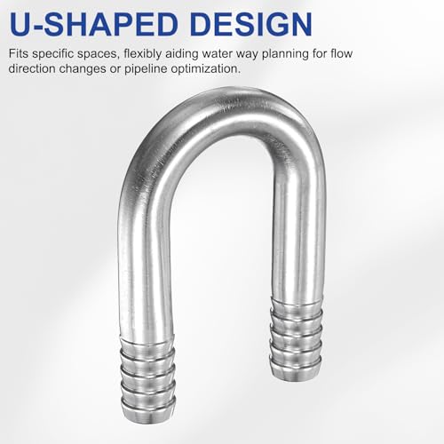 PATIKIL 5/8" (16mm) x 5/8" (16mm) Hose Barb Fittings, 1 Pcs 304 Stainless Steel U Shaped Joint Connector Barbed Fitting Metal Splicer - size: 5/8" (16mm)