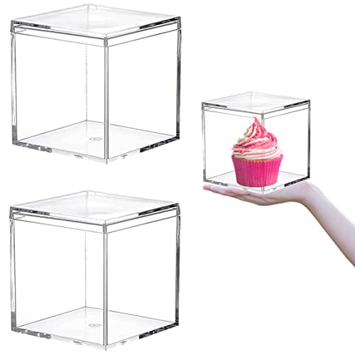 Acrylic Boxes Clear Acrylic Boxes with Lid Plastic Square Cube Jewelry Storage Boxes Plastic Jewelry Mini Storage Box - size: 4.73 x 4.73 x 4.73 Inch
