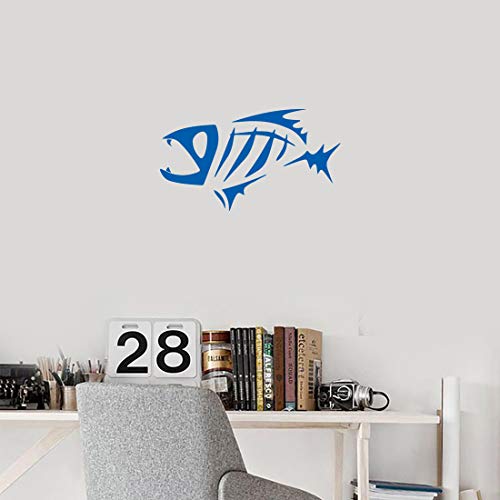 Fish Skeleton (Azure Blue) (Set Of 2) Premium Waterproof Vinyl Decal Stickers For Laptop Phone Accessory Helmet Car Window Bumper Mug Tuber Cup Door Wall Decoration - color: Azure Blue, size: 19 inches x 10 inches
