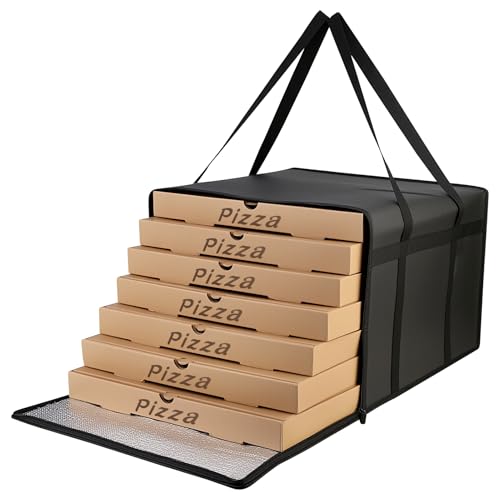 Bodaon Insulated Pizza Delivery Bag, 24" x 24" x 14" Pizza Warmer Bags for Carry Hot, Food Warmers for Parties, Pizza Thermal Insulation, Large Pizza Carrier for Delivery Drivers, Black, 1-Pack - color: Black-, size: 24" x 24" x 14"H