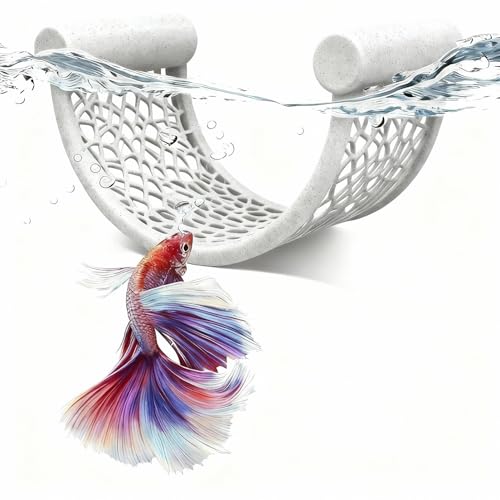 CPLIKE Marble Betta Fish Hammock - Floating Resting Platform for Bettas, Shrimp & Nano Fish - Elegant Aquarium Decor, Natural Stone Look Perch for Small Tanks - color: B: Grey