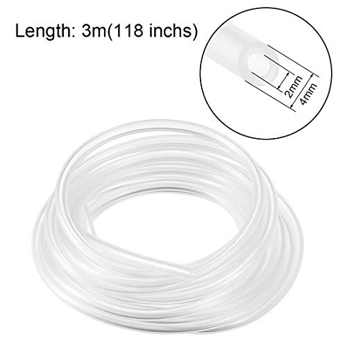 uxcell PVC Hose Tube, 2mm(0.07") ID x 4mm(0.15") OD 3 Meter 9.8ft Clear Vinyl Tubing, Plastic Flexible Water Pipe - size: 2x4mm