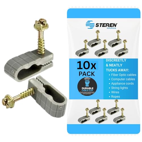 STEREN Coaxial Cable Clips - Cable Holder - Wire Clips - Siding Clips for Hanging - Cord Holder for Desk - Cable Clamps - Cord Clip - Wire Organizer Clips - Tv Mount Screws - Gray - 10 Pack - color: Gray, size: 10 Pack - Mini Dual Cable
