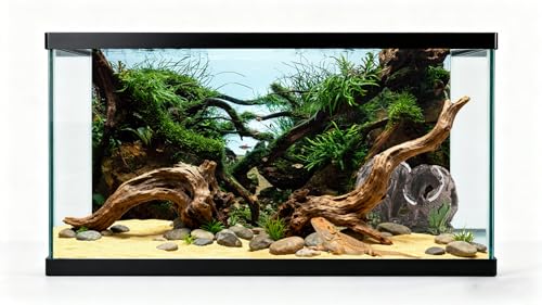 36x18 inches Aquarium Fabric Background Grass Leaves with Stone Aquarium Backdrop River Bed & Lake Aquatic Plant Fish Tank Aquatic Plants Background - size: 36X18inch