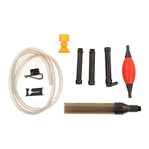 Aquarium Gravel Cleaner, Fish Tank Vacuum Cleaner with Red Air Bag, Manual Water Changer for Sand and Gravel, Includes Hose and Glass Scraper for Freshwater and Saltwater