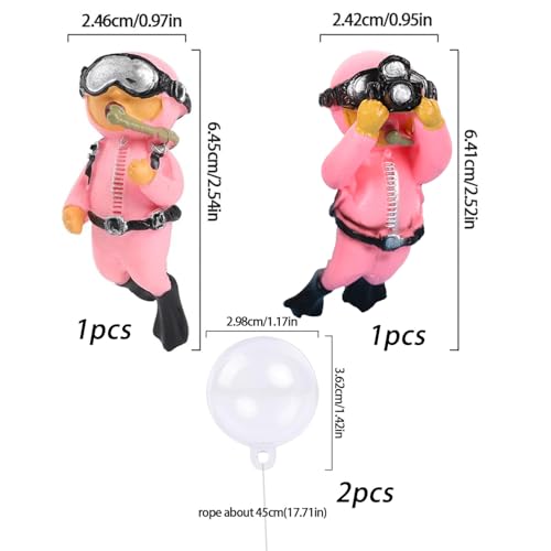 2-Pack Floating Fish Tank Decorations, Little Diver Aquarium Decoration Aquarium Accessories Fish Playmate for Fish Tank Suitable for All Kinds of Fish Tanks(Pink)