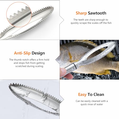 2 Pcs Fish Tweezer 2 Pcs Fish Scale Remover, Fishbone Tweezers Descaler Cleaner Scraper Tool Stainless Stee Pliers